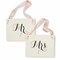 Ritzy Rose Mr. and Mrs. Chair signs - Black on 11x8in White Linen Cardstock with Blush Pink Ribbon